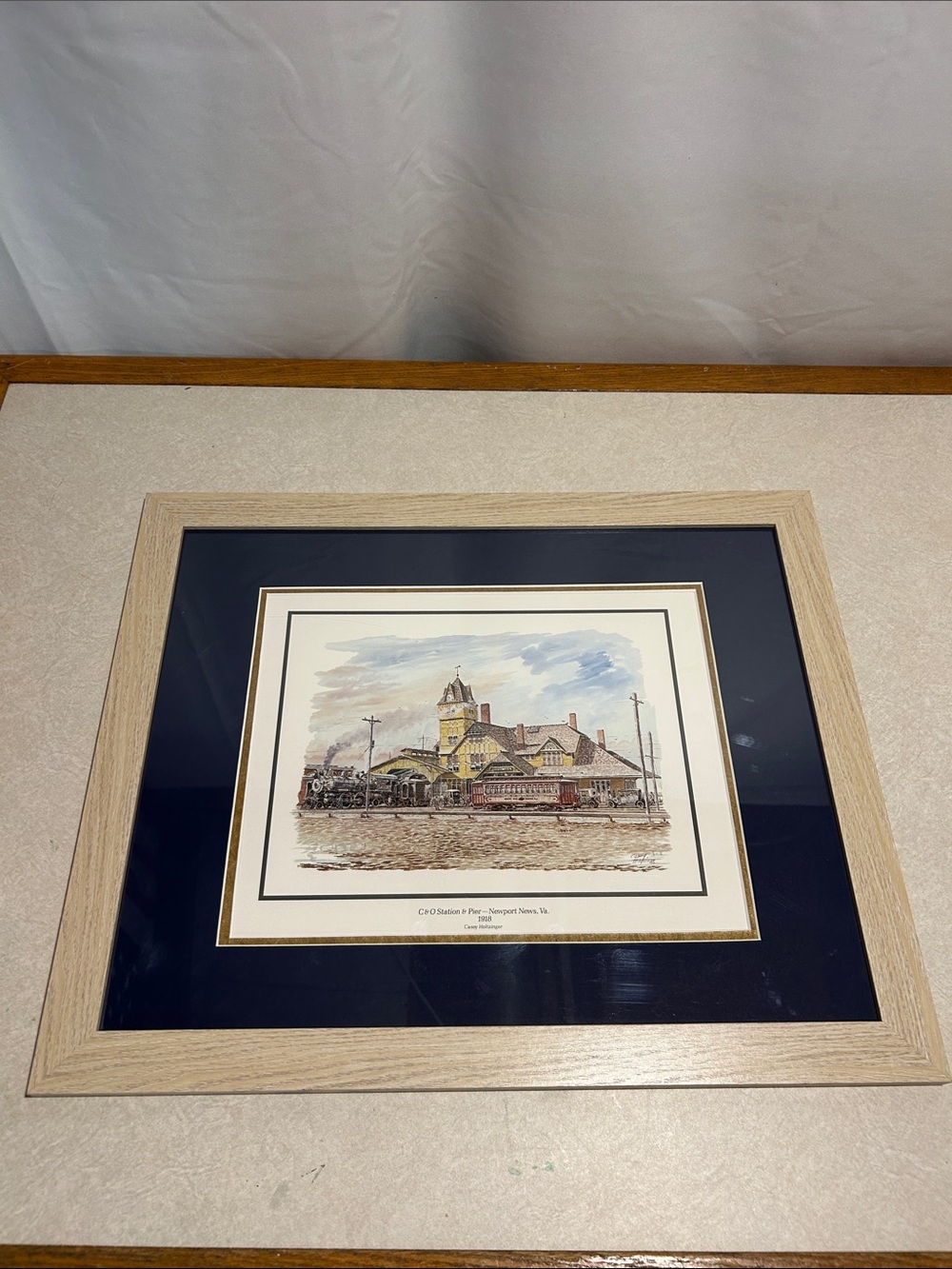 Casey Holtzinger C&O Station Pier Newport News 1918 Signed Framed Artwork